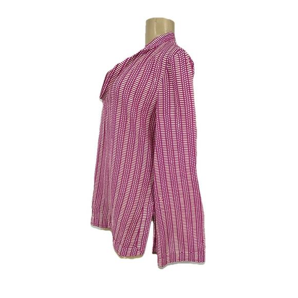 Tory Burch Size 6 Women Stephanie Embellished Blouse Pink Printed Boho 56-24 - Picture 2 of 9